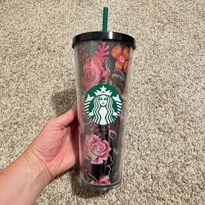 Starbucks Ban.do Midnight Flower Floral Cold Cup Venti Tumbler 24oz Bando rare